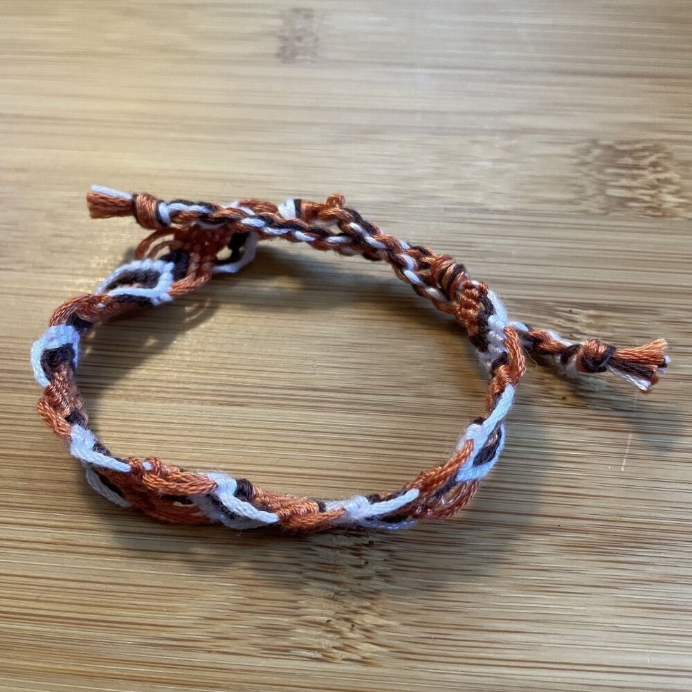 Mari Woven Friendship Bracelet OS Orange Brown Women Cotton Embroidery Thread